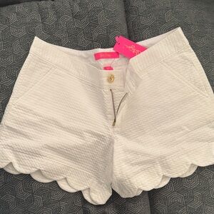 Lilly Pulitzer Women's High Waist White Scalloped Shorts